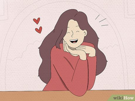 Step 3 Watch her body language when she laughs.