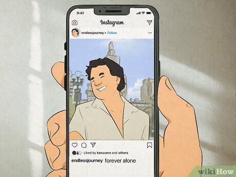 Step 4 He doesn’t post about you on social media.